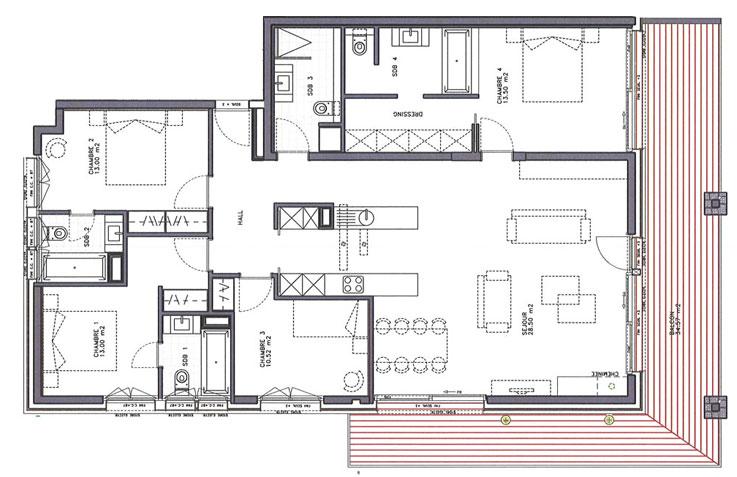 Floor Plans Apartment 2 (Price: 2,100,000 sfrs)