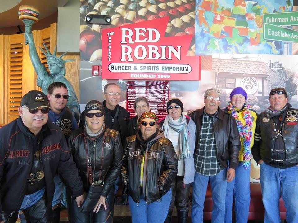 Del City 7 pm Wednesday, January 11 Wednesday, February 8 Dinner Ride to Red Robin November 20 It was a nice day for November, but very