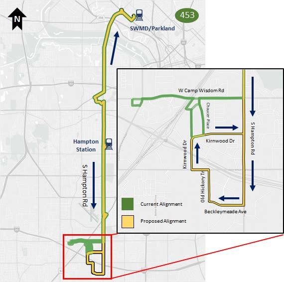 Route 453 Hampton Route would be extended to Beckleymeade, replacing service