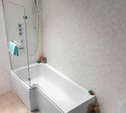 Standard Shower Baths / Laja Laja L - Shaped Shower Bath Left-Hand bath shown Angular style - matching Glanni suite on page 19 Laja - 1700 Shower Bath -