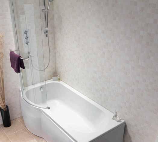Risco / Standard Shower Baths Risco P - Shaped Shower Bath Left-Hand bath shown Extra space for showering! Risco - 1675 Shower Bath - Left-Handed E40031 Length 1675 x Width 850 x Width 750mm 315.