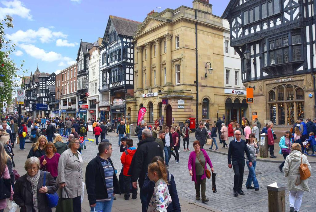 RETAILING IN CHESTER Chester is the county town and administrative centre for Cheshire. It has a resident population of more than 132,000 and a primary catchment of 800,000.