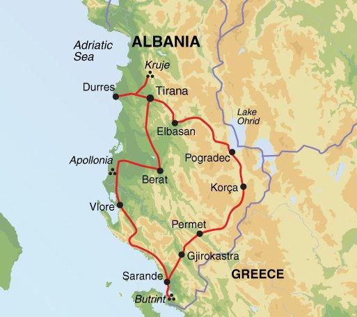 Highlights of Albania - Trip Notes General Trip info Map Trip Code: EAVL Trip Length: 10 Trip starts in: Tirana Trip ends in: Krujë Meals: All breakfasts and 1 lunch included Accommodation: