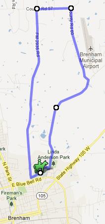 Saturday, February 16, Brenham (Circle Ride), 8.2 miles Ride leaves Washington County Fairgrounds Right on FM 2935 3.4 miles to Tommelson Creek Rd.