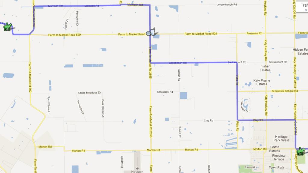 Wednesday, February 20, Katy Park, 16.1 miles Ride leaves Wilson Rd. Pasture Leaving pasture, right on Wilson Rd. 1 mile to FM 529 Left on FM 529 1 mile to Morrison Rd. Right on Morrison Rd.