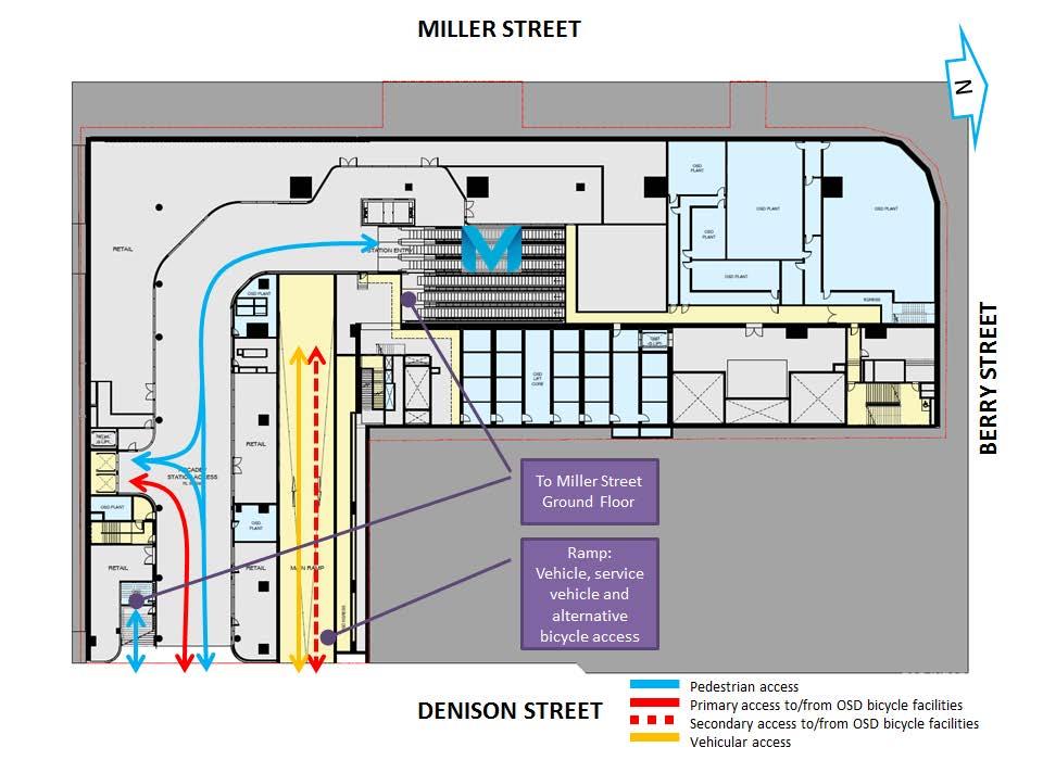 Figure 16: Ground Level - Miller Street Access Source: Bates Smart, AECOM
