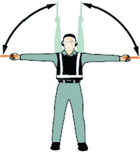 Move upwards 3 Fully extend arms and wands at a 90-degree angle to sides and, with palms turned up,