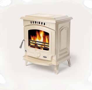 The front features a large viewing window with a burner control wheel for optimum heat control and comfort.