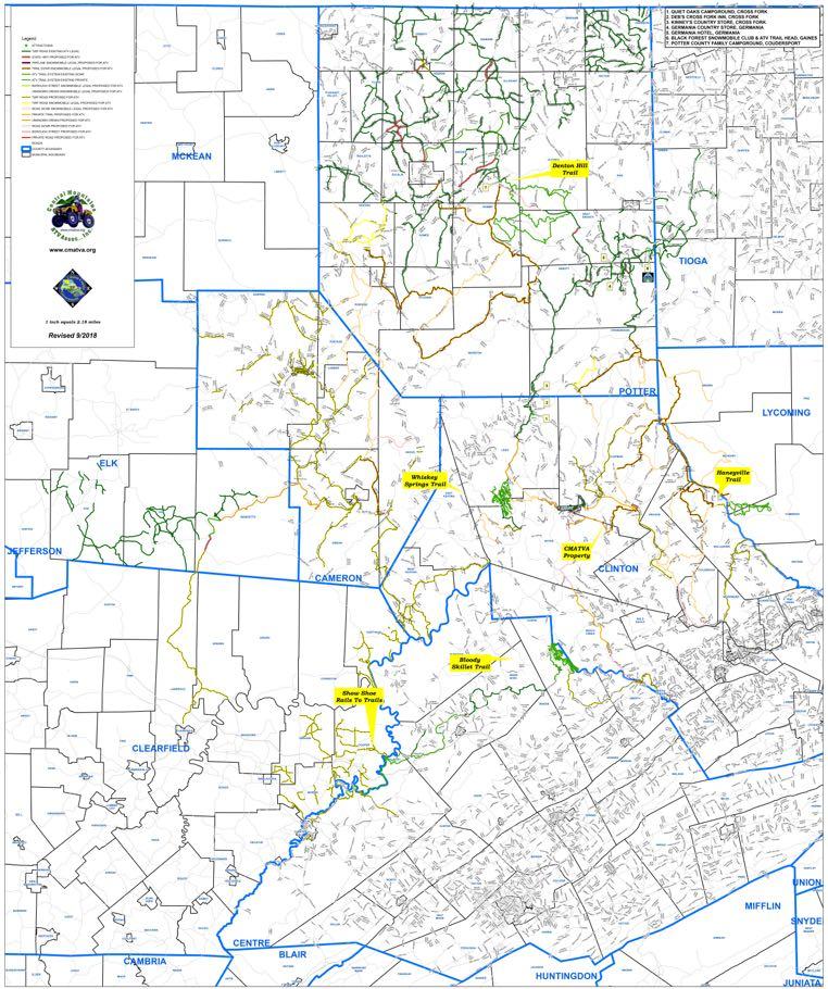 Northcentral PA ATV Initiative Map 1,408 Miles Year to Date 688 Total Legal Mileage 46.86 % Legal Riding TYPE LENGTH (MILES) % of Goa ATV TRAIL SYSTEM, EXISTING DCNR 134.52 9.