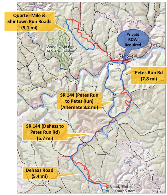 DCNR Connector Trails BLOODY SKILLET TO WHISKEY SPRINGS From HB 1929 (1) In consultation with the Department of Transportation, develop, open, and maintain