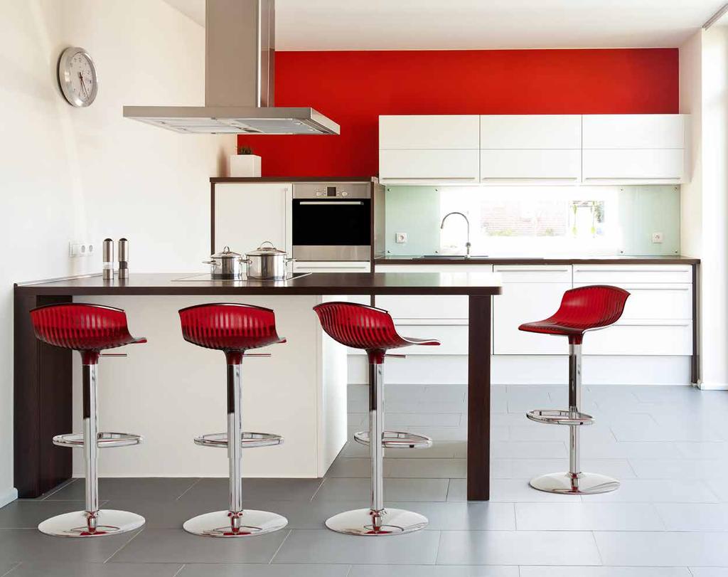 118 Aria Revolving stool with adjustable height with gas piston. Base and column in stainless steel.