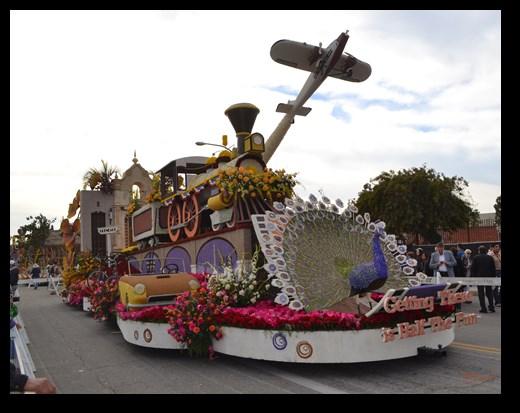 As you can see at right, they chose to depict a variety of transportation on their float, but prominently displayed was a steam locomotive and a depiction of the Glendale train station.