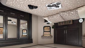 An above garage loft is a great sleeping place for kids, or serves as additional storage.