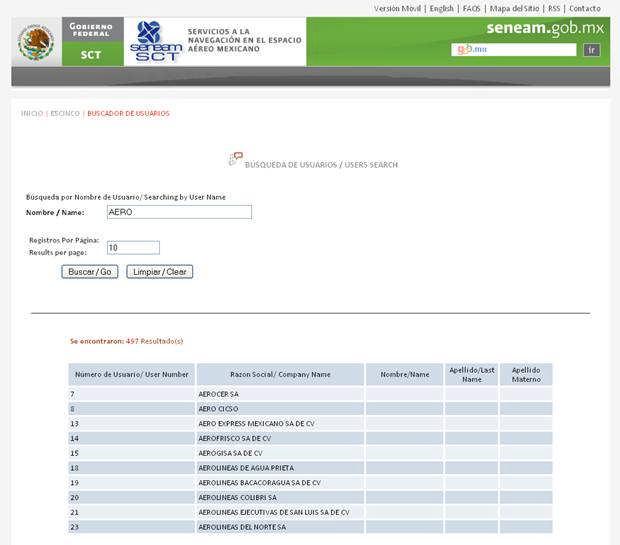 Your Customer ID (number needed for the report to ATC Authorities) can be found at the following link: http://www.seneam.gob. mx/e51/usearch.
