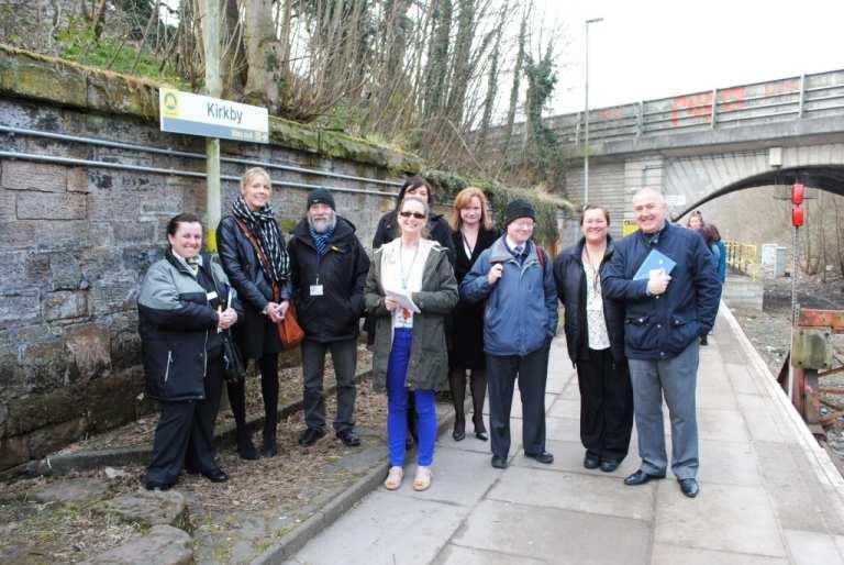 KIRKBY CALLING On a cold 10 th of April morning a good collection of interested partners met up at Kirkby Station to look at ways to improve the passenger experience at both the Mersey Rail platform