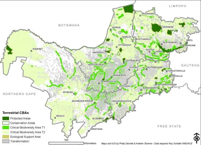 North West DRDLR completed a land cover product for the North West based on 2010 SPOT5 Satellite Imagery Completed the Biodiversity Inventory Project in August 2013 EMF for the