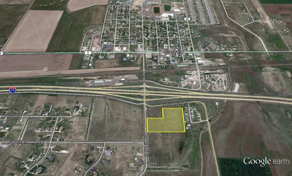 9.4 Acres Commercial Land Interstate 70 at Strasburg, CO $895,000 This parcel is well-situated at the Strasburg exit with