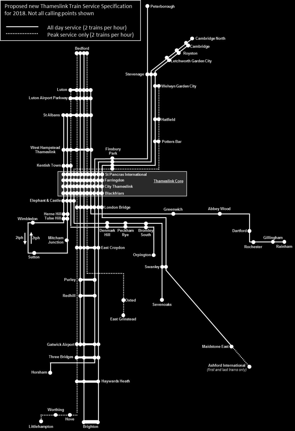 Proposed Thameslink service patterns from 2018