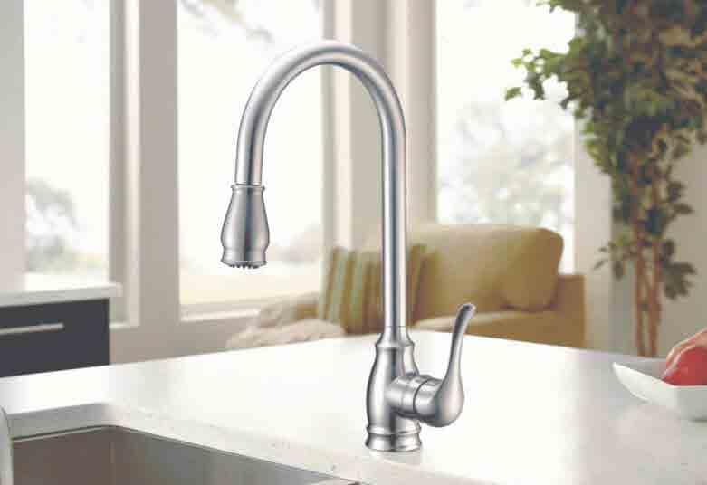 KITCHEN FAUCETS 89403 Single Handle Pull-down Kitchen Faucet 40mm Ceramic Disc Cartridge 3/8" Compression Stainless