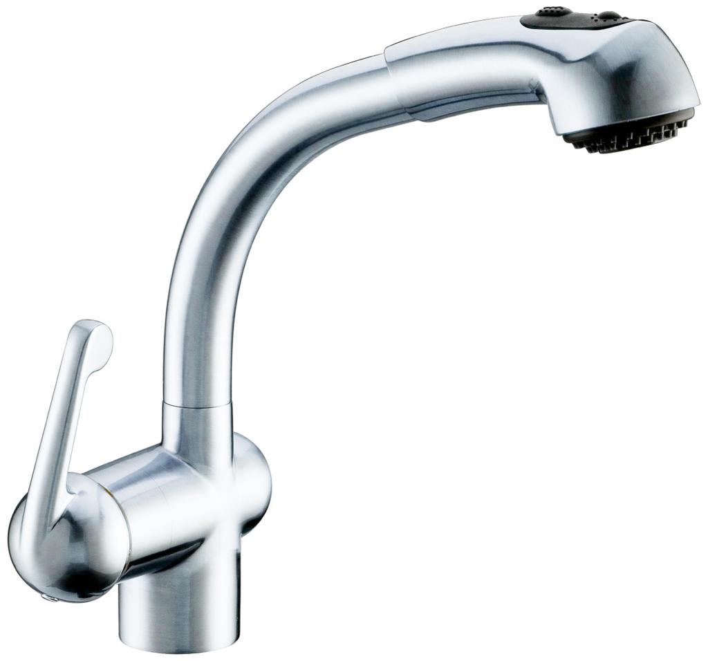 KITCHEN FAUCETS A611 Single Handle Pull Out Kitchen Faucet Polished Chrome Brushed Nickel 40mm Ceramic Disk Cartridge 3/8 Compression Stainless Steel"Flexible Hose Included Swivel