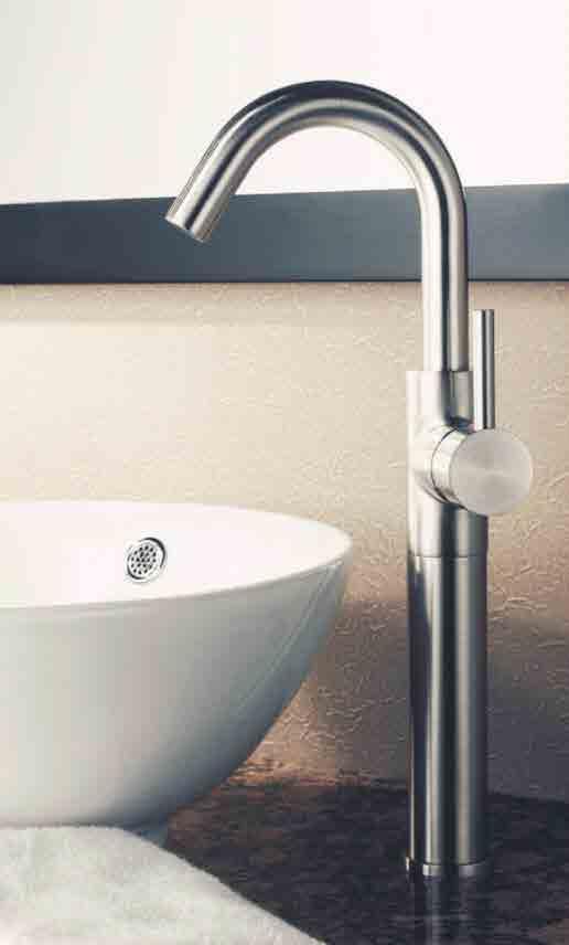 BATH FAUCETS 86A101 High-rise Single Hole Mount Lavatory Faucet 35mm Ceramic Disc Cartridge 3/8" Compression Stainless Steel Flexible Hoses Included Drain Pop-Up Included Dimensions: Overall Height
