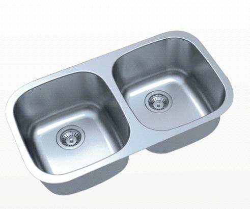 STAINLESS STEEL SINKS SM502 Undermount double bowl Overall: 32 3/8" x 18 1/8" Bowl Depth: 9" Drain: 4 1/2" 18 Gauge, 304 Series Stainless Steel Long-lasting