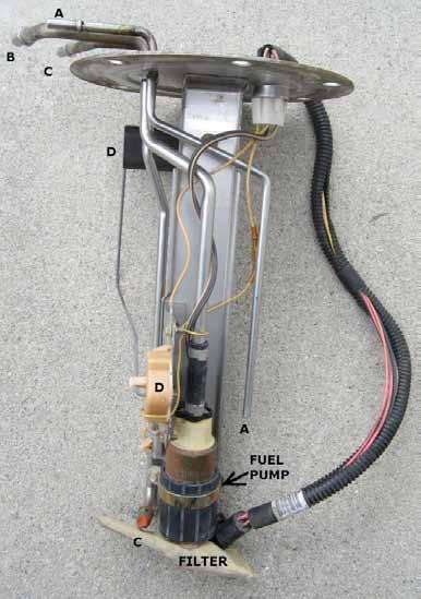 Terry s Tech Talk Tech Talk Article 90 FORD FUEL PUMP 03/2015 The in-the-fuel-tank fuel pump is shown below: The top the fuel tank sits only a few inches below the floor of the coach making access