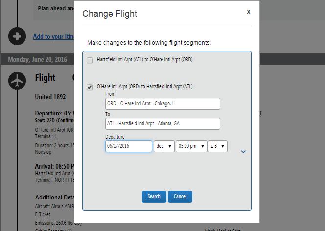 The user changes the dates as needed and searches for new flights.
