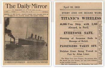 Loss At 11.40pm on Sunday 14 April, travelling at over 20 knots (about 23 miles per hour), Titanic struck an iceberg.