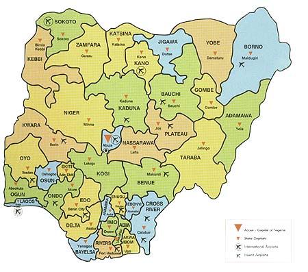MAP OF NIGERIA AIRPORT LOCATIONS IN NIGERIA