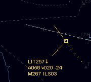 In the example, there are two aircraft performing STAR MANAK1 inserted in the waypoint label. The first one has a cleared descent down to FL080 and the second one has a cleared descent down to FL200.