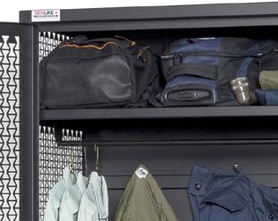 Additional storage shelves available Color: Powder Coat Black Santex 5 Year Warranty 42 W x 78 H x 24 D