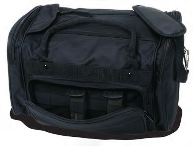 - Padded front pouch contains (8) pistol magazines pockets