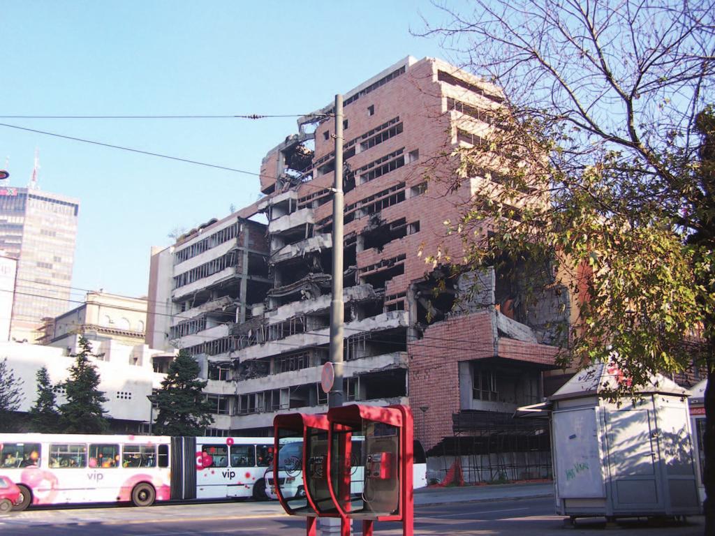 1232 RICHARD MILLS FIGURE 17. THE NATO BOMBING CAMPAIGN OF 1999 DESTROYED MANY BUILDINGS IN CENTRAL BELGRADE.