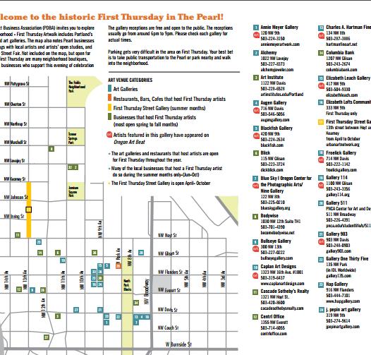 First Thursday Artwalk Map Be listed as an art venue!