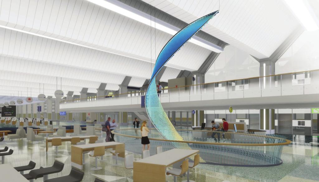 The artwork called Aurora will resemble a wisp of light suspended between the departures and arrivals