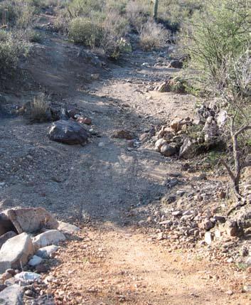 Large Washes Because of the volume of water they may carry, large washes can wreak havoc on trail crossings.