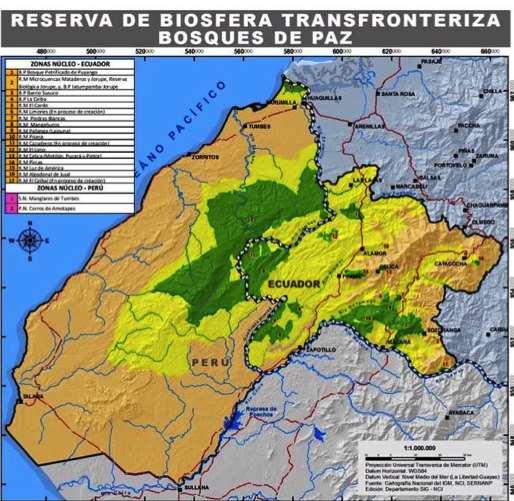 Nomination of the Bosques de Paz BR: Ecuador-Peru First transboundary reserve in South America Total area of 1,616,988 hectares Seeks to be a