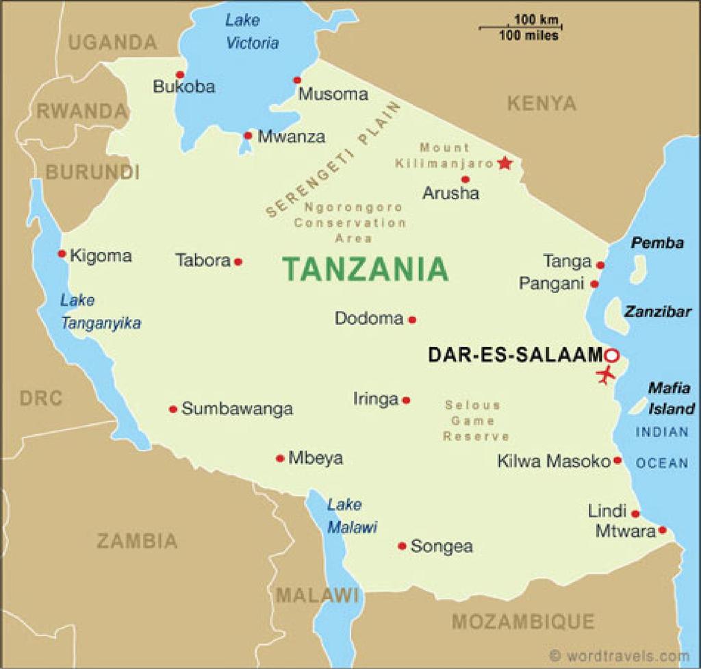 Figure 1: geographical location of Tanzania B: STATUS OF OBSERVING NETWORK The Observing network of sea level in Tanzania is currently consists of two operational and four non-operational