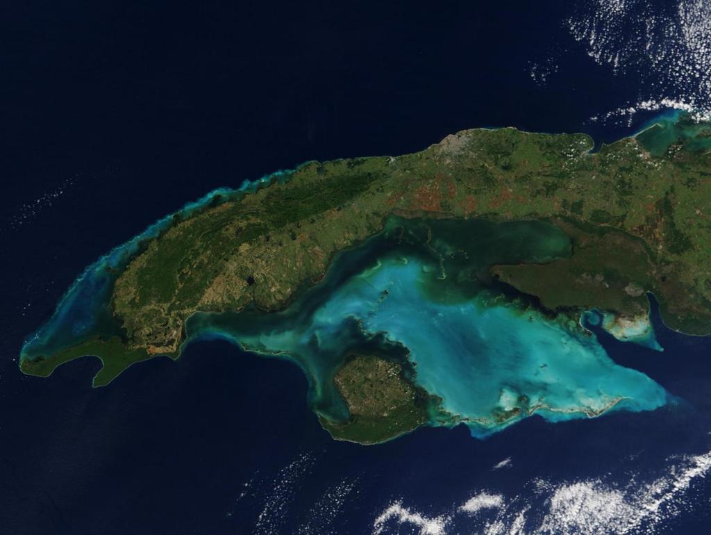 Distribution of mangroves, seagrass and coral reefs in western cuban region Distribución de los seibadales en Cuba Archipiélago de Los