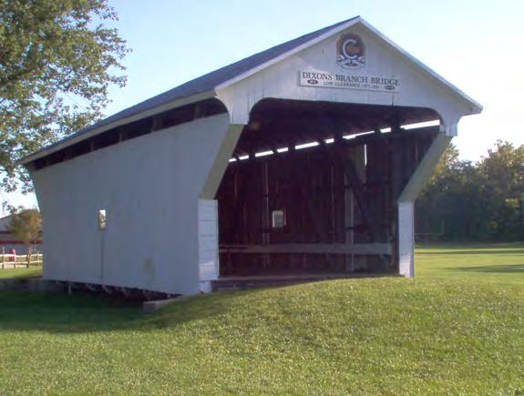Originally, this covered bridge spanned Dixon Branch in Dixon Township.