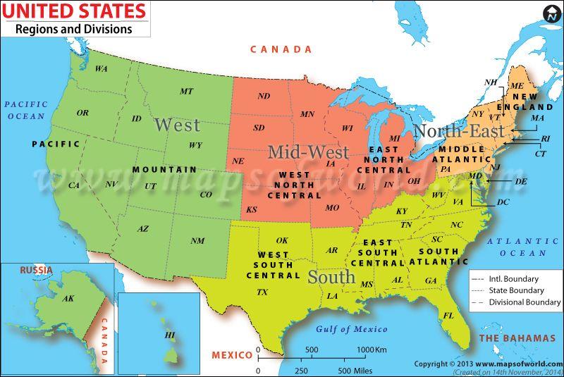 Regions of the United States *Come up with a list of three places