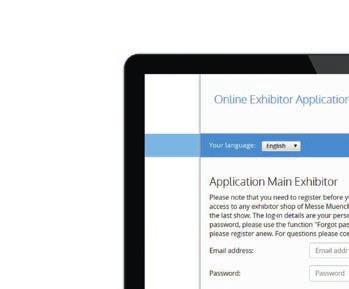 Apply as a main exhibitor Step 1: New registration or log in You have two possibilities:
