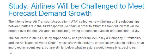 IATA Calls for New Thinking for the Industry Source: IATA; http://goo.