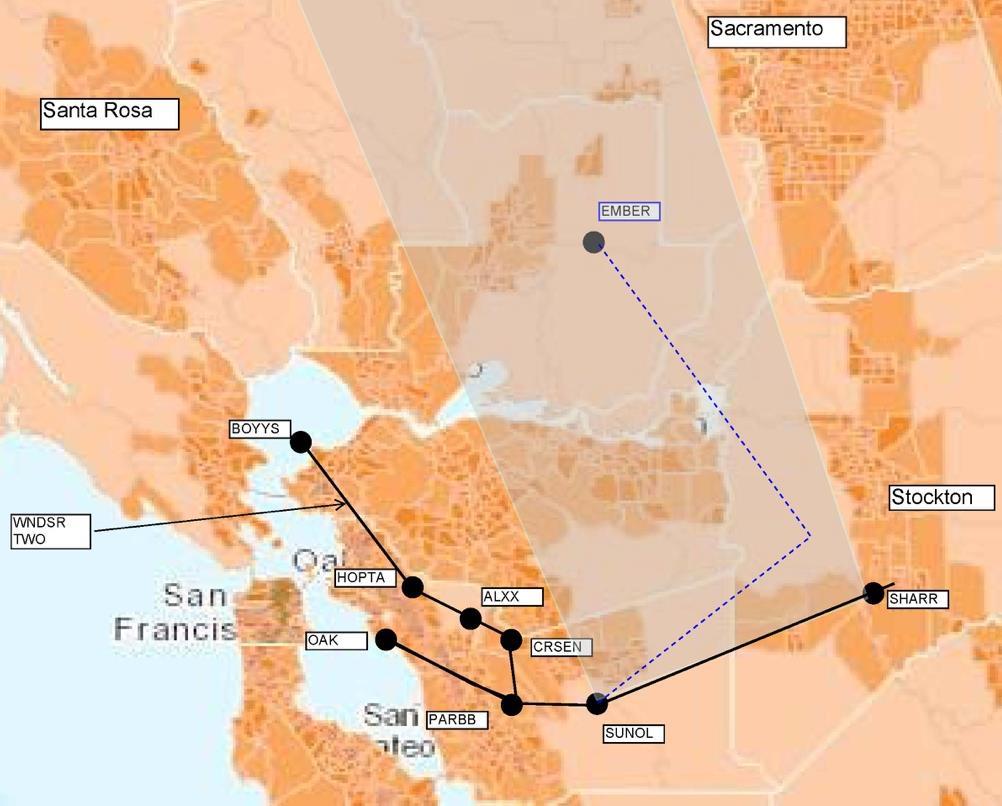 OAK Proposal Move the WNDSR Arrival Alternative One - Preferred Brings traffic southward at altitudes greater than 10,000 ft.
