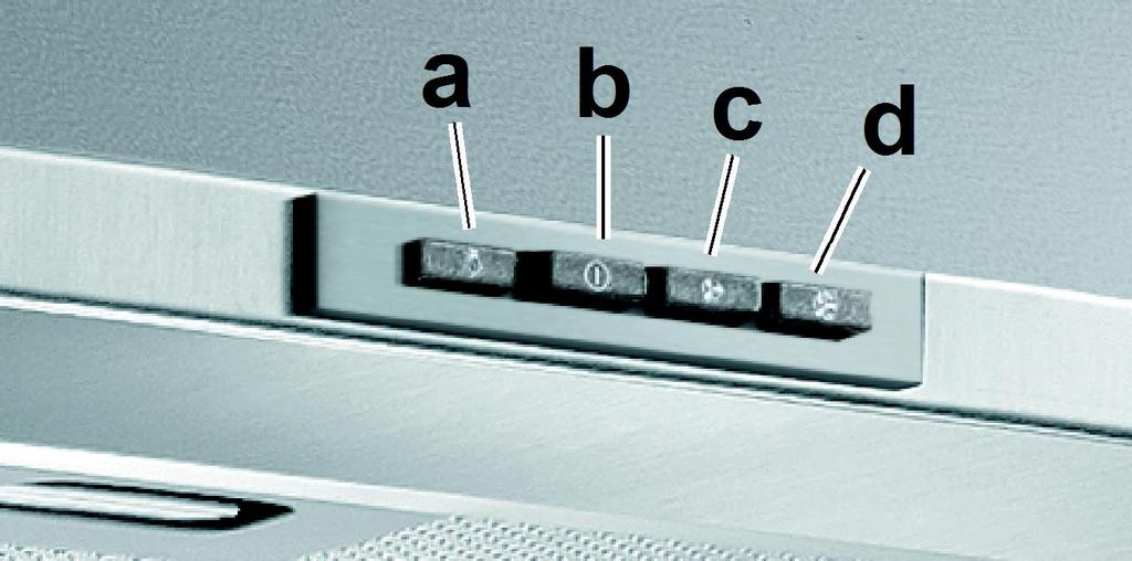 Fonctionnement La hotte est équipée d un panneau de contrôle doté d une commande de vitesse d aspiration et d une commande d éclairage du plan de cuisson.