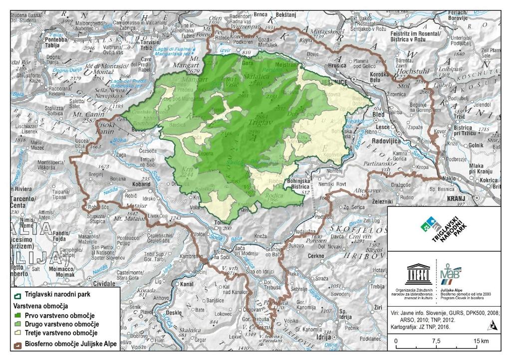 Biosphere Reserve Julian Alps Population 1957.8 km2, 9.