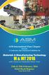 ASM International Pune Chapter. Presents A Conference And Concurrent Exhibition On. Materials & Manufacturing Technology M & MT 2016