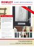 ROWLEY. The Classic Collection HOME IMPROVEMENTS WINDOWS, DOORS, CONSERVATORIES & BI FOLDING DOORS
