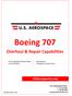 Boeing 707. Overhaul & Repair Capabilities. USAerospacetn.com. U.S. Aerospace Corp. FAA Certified Part 145 Repair Station License USCR533K